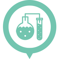 Icon depicting a chemical process