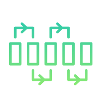 Icon depicting boxes connected in a linear flow