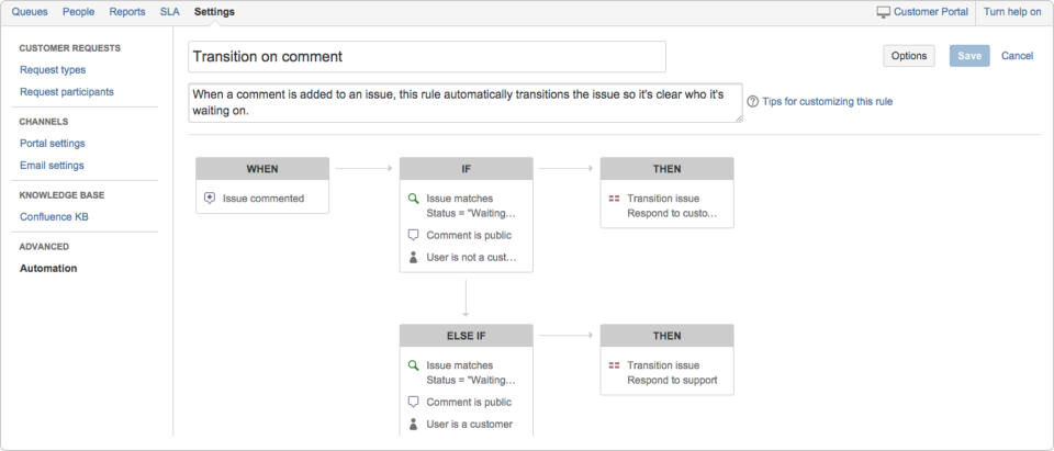 Screenshot of Jira application showing automation