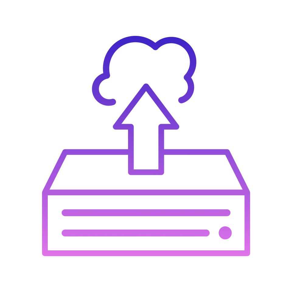 Illustration of a network drive being transformed into a cloud.